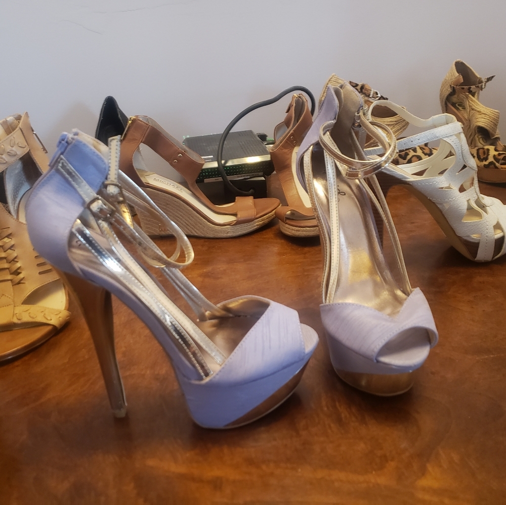 Lavender platform stilettos